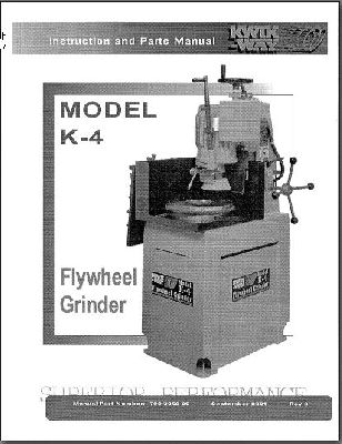 Model K-4 Flywheel Grinder Manual (image for) Model K-4 Flywheel Grinder Manual
